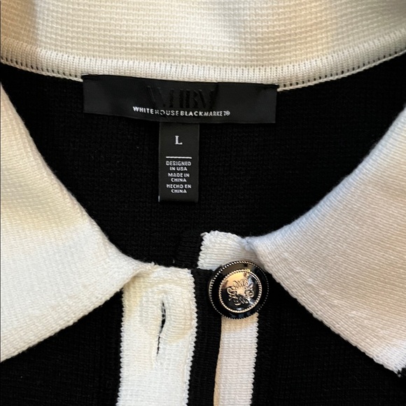 WHITE HOUSE BLACK MARKET WHBM MOD SHORT SLEEVE CONTRAST SWEATER MINI DRESS - Picture 3 of 8